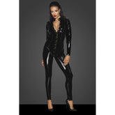 Noir Handmade Long Button Up PVC Overall Women Dress Black Her Fetish
